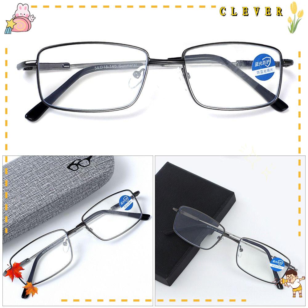 CLEVER Kính Đọc Sách Gọng Vuông Siêu Nhẹ Chống Ánh Sáng Xanh Lam Kim Loại Thanh Lịch Bảo Vệ Mắt Cho Nam Và Nữ