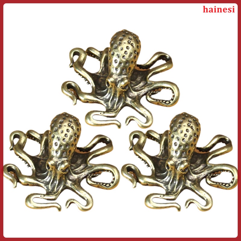 Bộ 3 Tượng Bạch Tuộc Bằng Đồng Thau Trang Trí Bàn Ăn Cho Bé