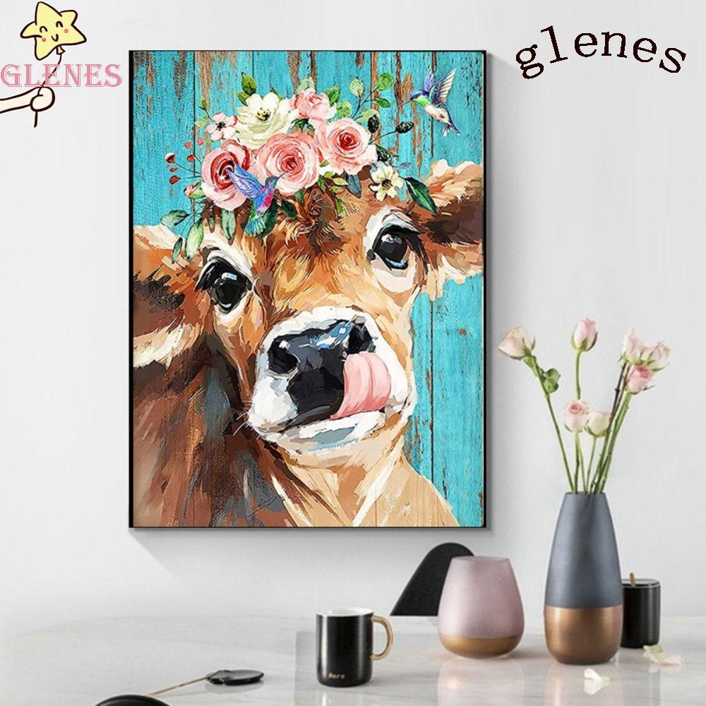 GLENES Bộ Tranh Đính Đá 5D Hạt Tròn Tự Làm Hình Hoa Trang Trí Nhà Cửa