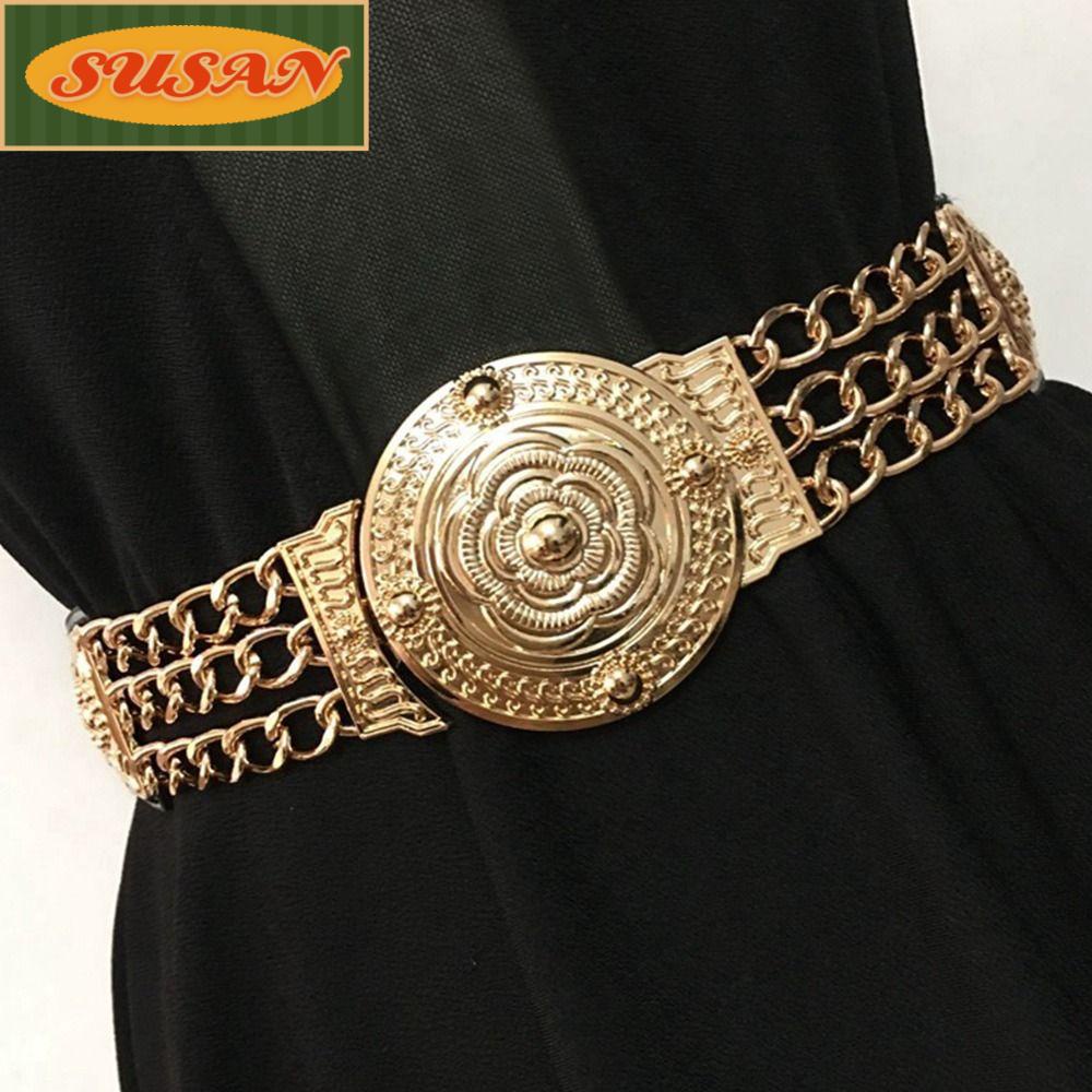 SUSANS Thắt Lưng Dây Xích Hoa Màu Vàng Thời Trang Cho Nữ