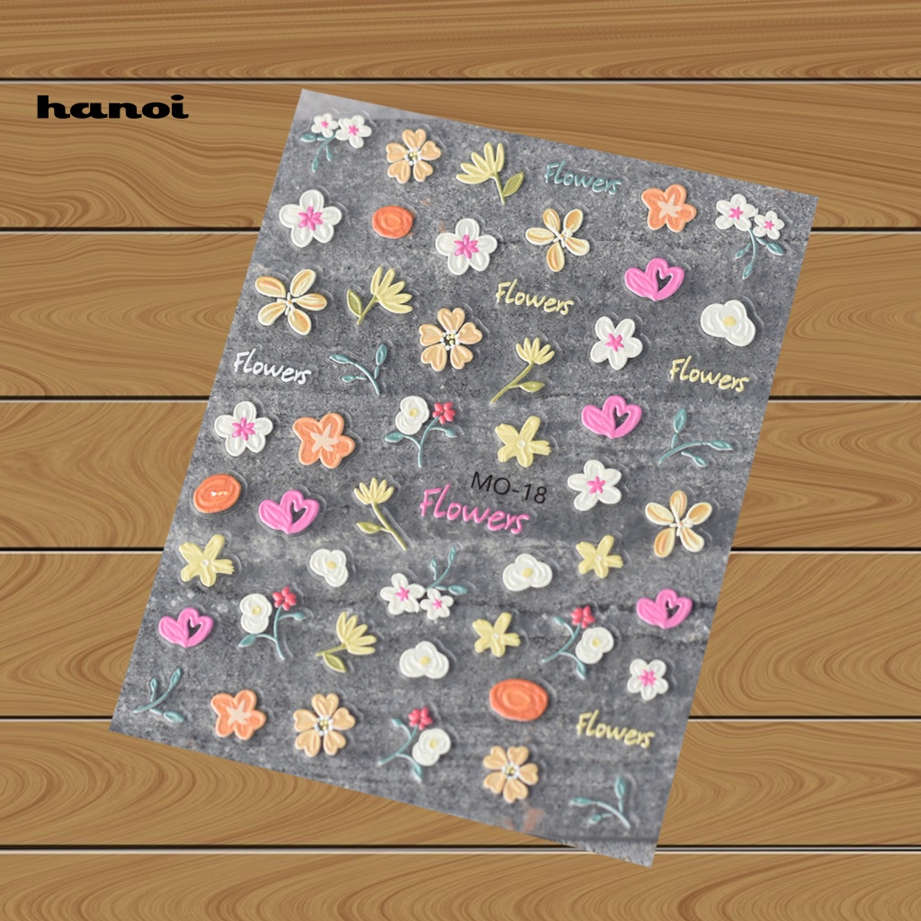 Set 2 Miếng Dán Trang Trí Móng Tay 3D Hình Hoa Tulip Thỏ Cầu Vồng Dễ Thương