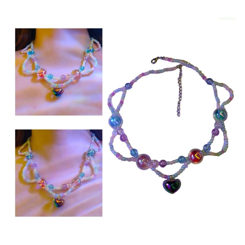 Vòng Cổ Choker Nhiều Lớp Mặt Trái Tim Thời Trang Y2K
