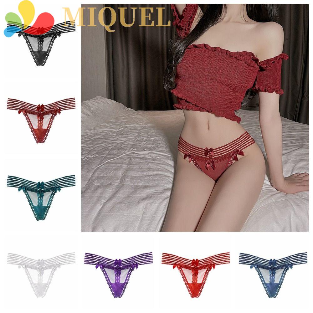 MIQUEL Quần Lót Lưới Kẻ Sọc Không Đường May Lưng Thấp Quyến Rũ Cho Nữ