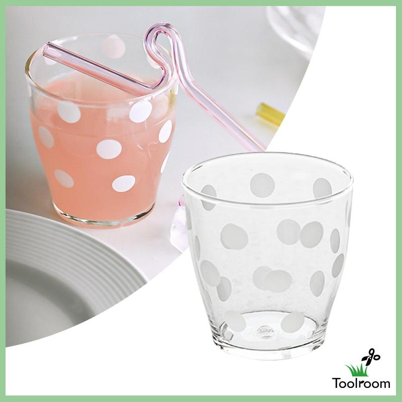 Kính Cốc Uống Cà Phê Bằng Thủy Tinh Trong Suốt Họa Tiết Chấm Bi Trắng Phong Cách Vintage