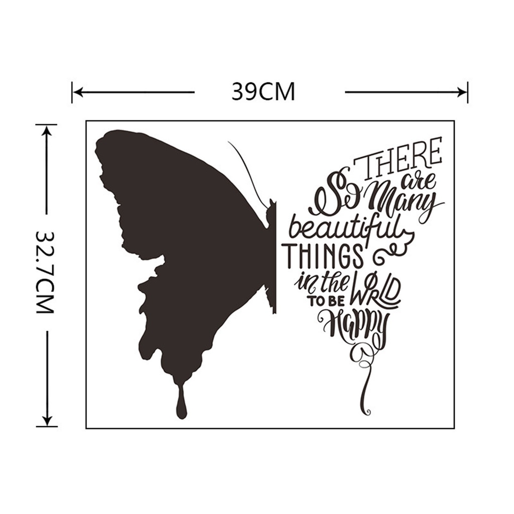 Miếng Dán Tường Trang Trí Bằng PVC In Chữ Tiếng Anh &amp; Bướm