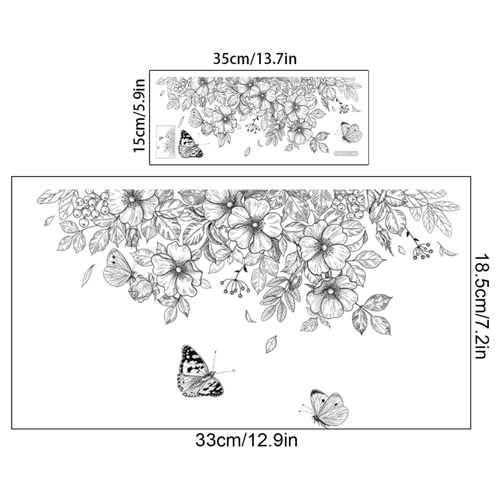 Miếng Dán Trang Trí Toilet Bằng PVC Chống Thấm Nước Hình Hoa Và Bướm