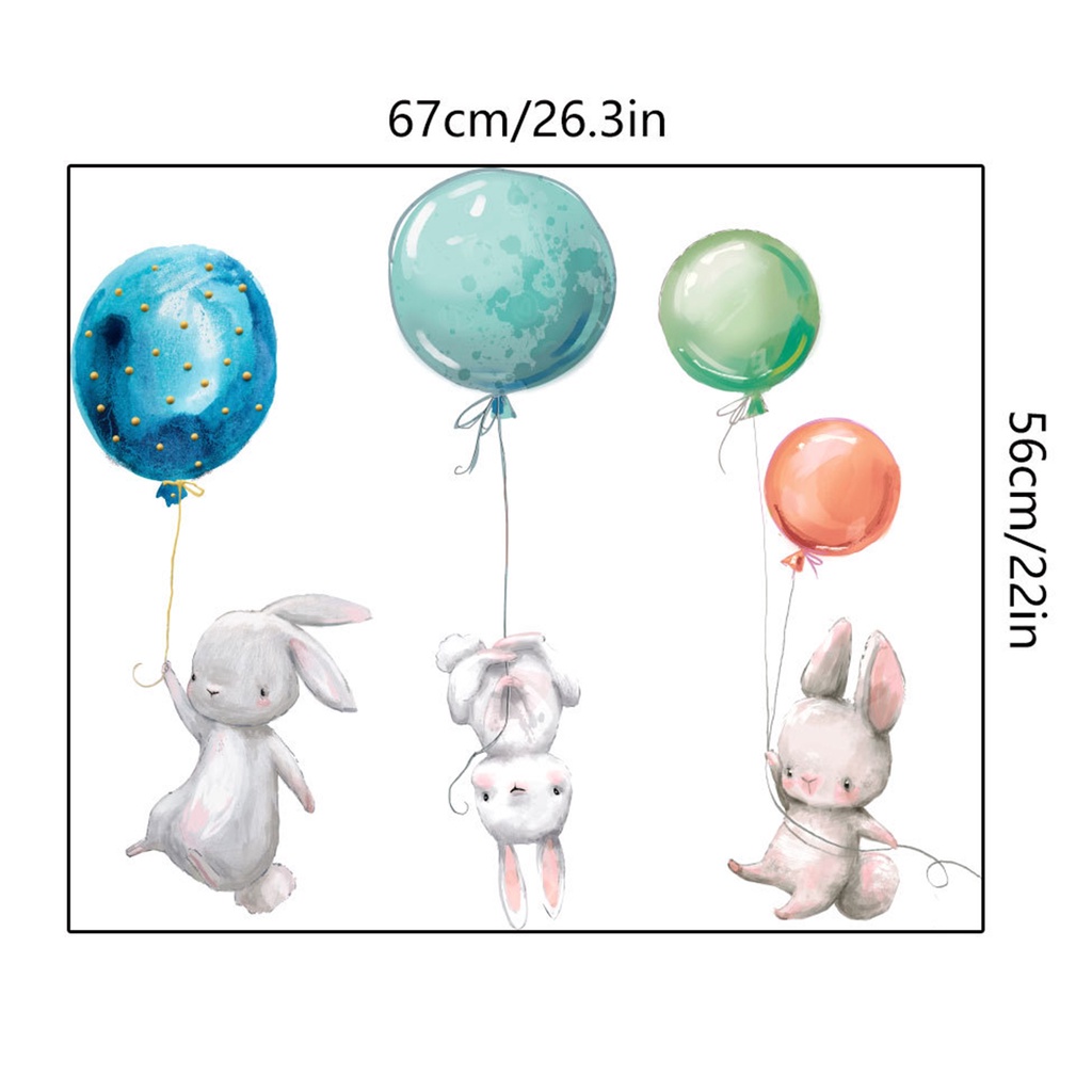 Miếng Dán Tường Hình Thỏ Hoạt Hình Nhiều Màu Sắc Có Thể Tháo Gỡ Và Tháo Gỡ Được