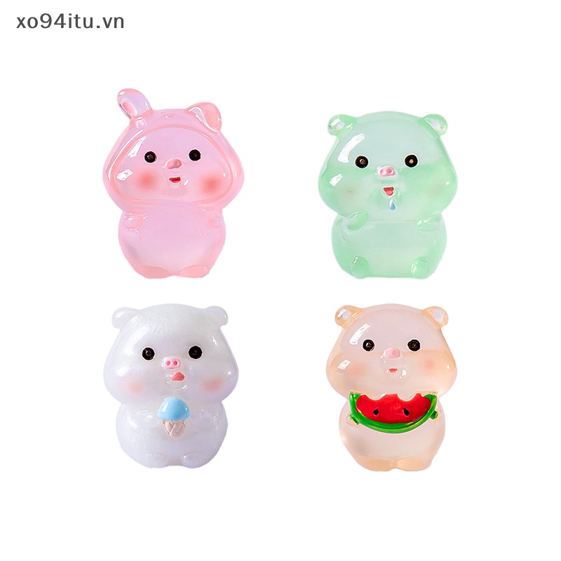 Mô Hình Chú Heo Mập Mạp Mini Bằng Nhựa Resin Phát Sáng Để Bàn Trang Trí Tiểu Cảnh / Xe Hơi
