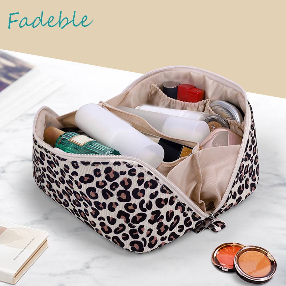 Túi Đựng Mỹ Phẩm Sức Chứa Lớn In Họa Tiết Da Báo Tiện Dụng Cho Nữ