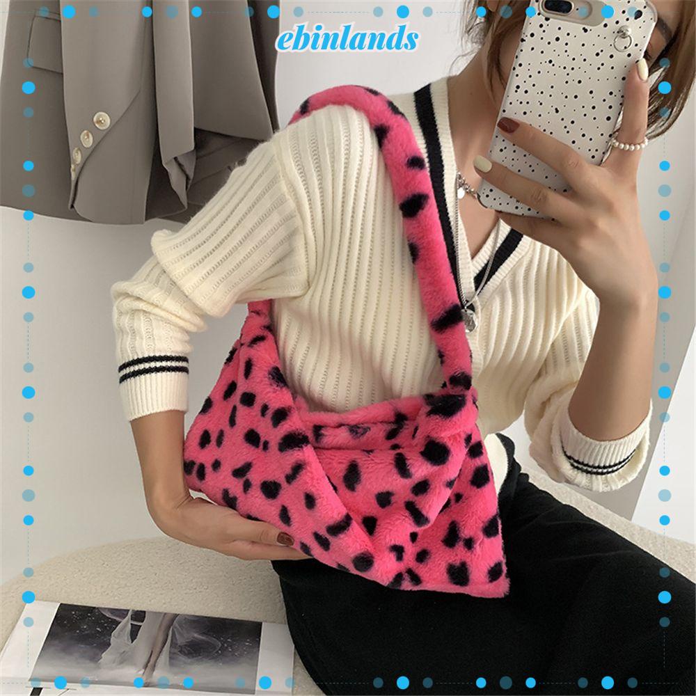 EBINLANDS Túi Xách Lông Xù Xinh Xắn Thời Trang Cho Nữ
