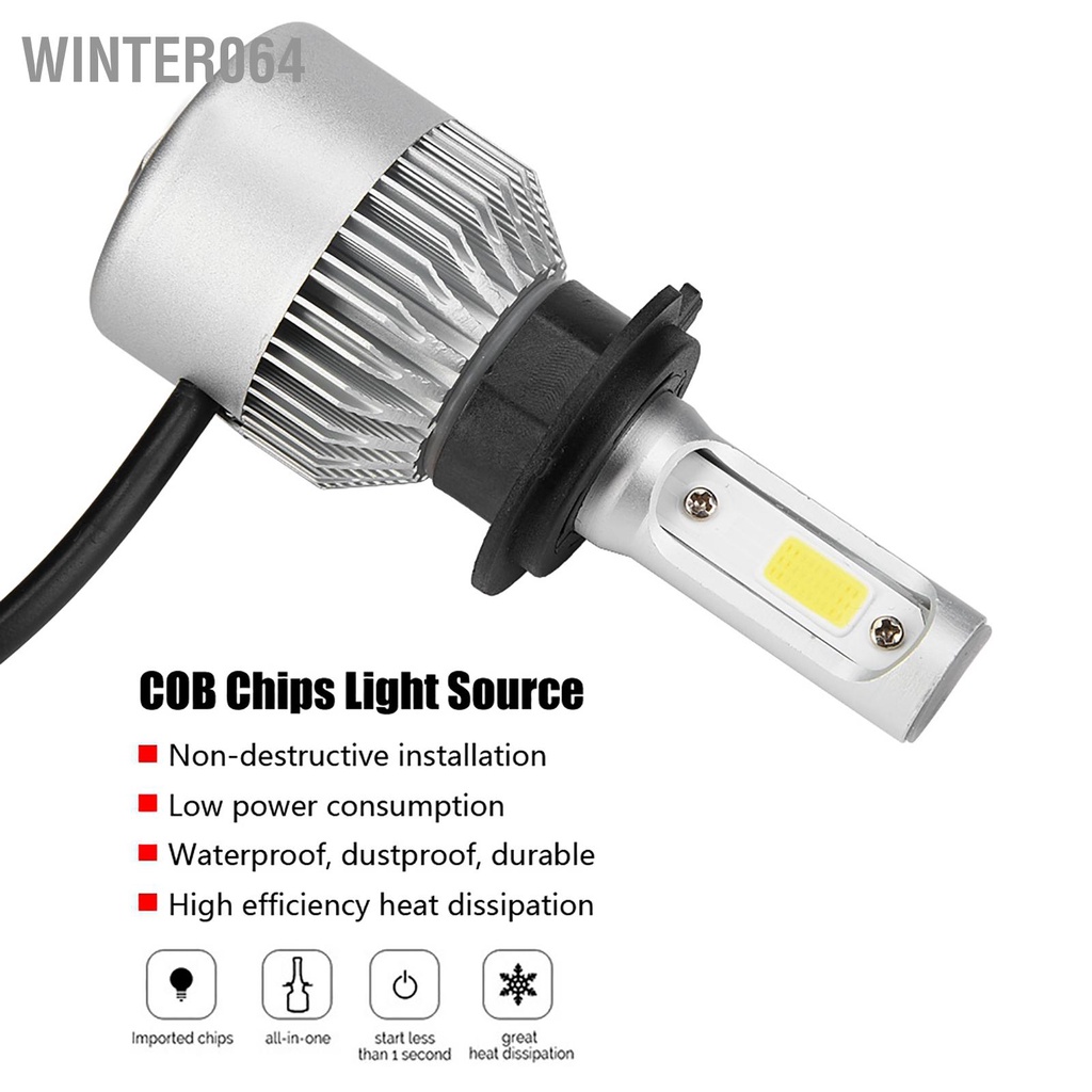 Winter064 Cặp H7 LED 36W 8000LM Đèn pha ô tô Hi/Lo Beam Auto Bulbs 6000K (Bạc)