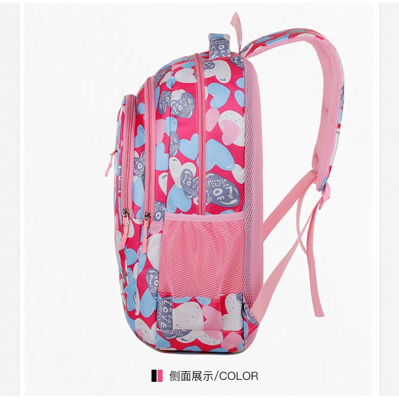 Ba Lô Đi Học In Họa Tiết Trái Tim Xinh Xắn Dành Cho Bé Lớp 1-6