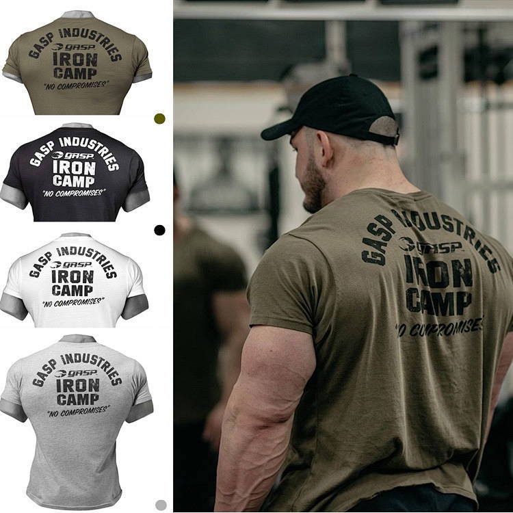 Gasp Fitness Training Short Sleeve T-shirt New Men's Wait Lifting Sports Top Base Half Sleeve Clothing Trendy Clothing Xnr1