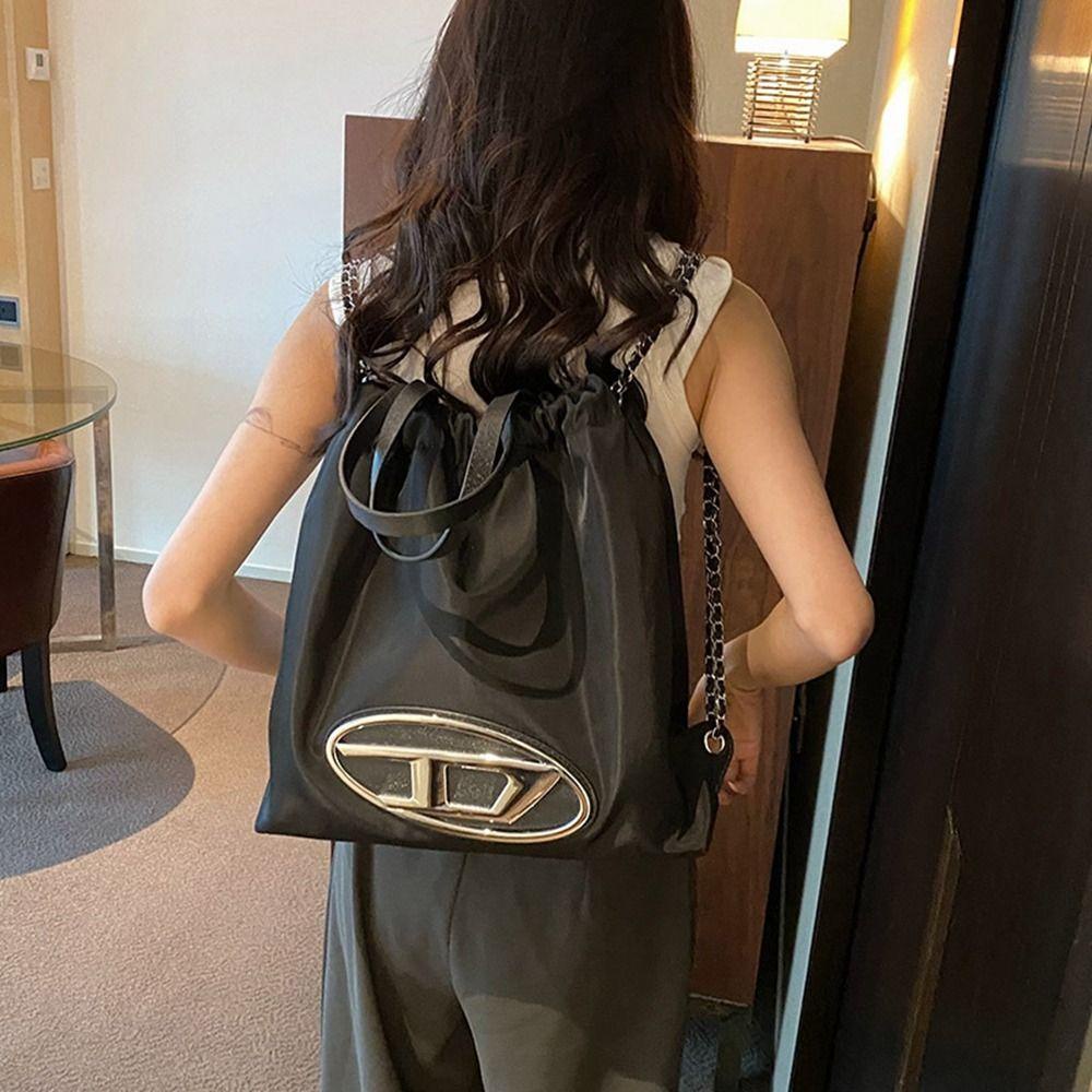 MIQUEL Ba Lô Da Pu Sức Chứa Lớn Có Dây Rút Kiểu Dáng Đơn Giản