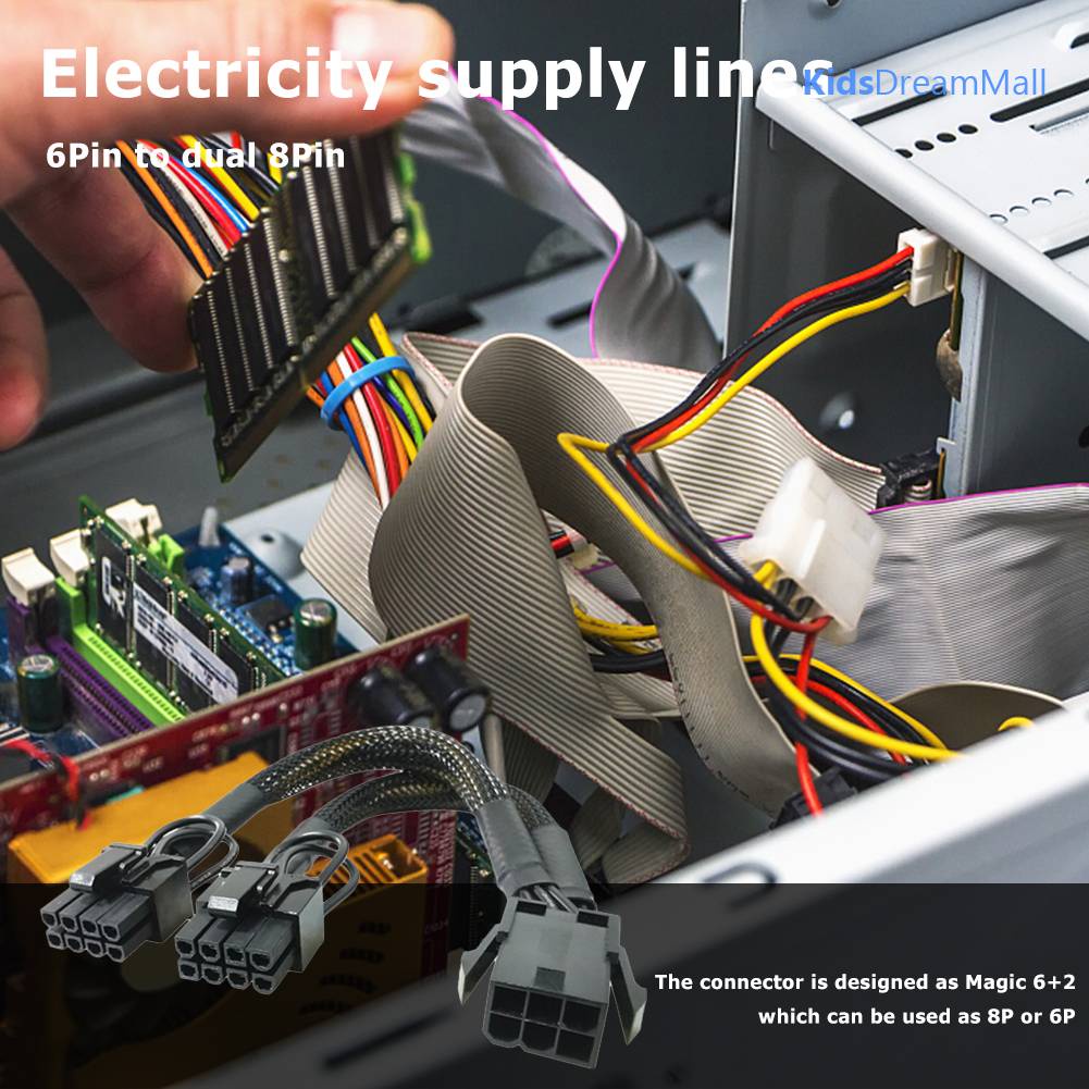 Thẻ Đồ Họa 6Pin PCI-E Sang 2x8Pin (6 + 2) GPU Cho Dây Cáp BTC