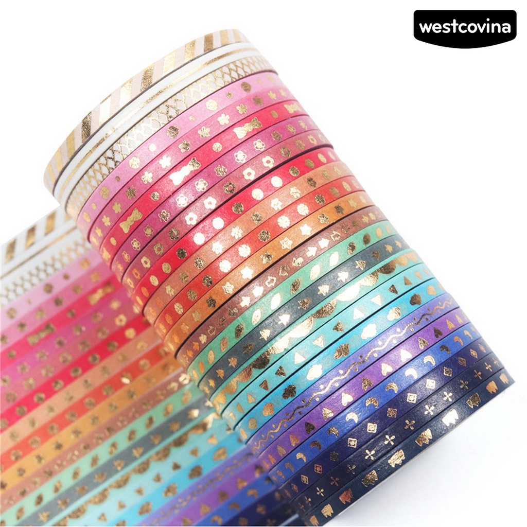 [WSTN]✎Set 24 Cuộn Băng Dính Washi Hình Ngôi Sao / Trái Tim / Mặt Trăng