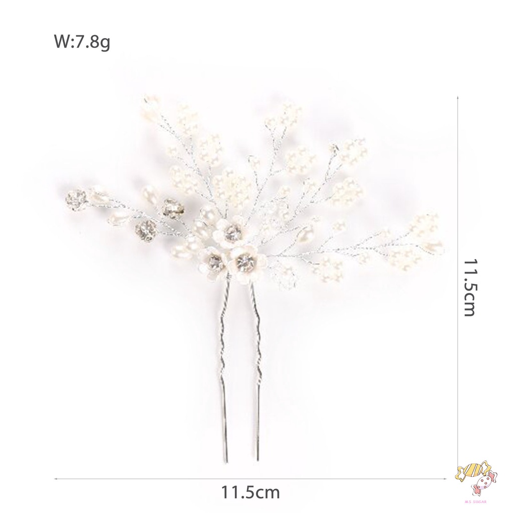 YADORNOS Vòng Tay Bé Gái Cô Dâu Ngọc Trai Kim Cương Giả Kẹp Tóc Tóc Trang Sức Cưới