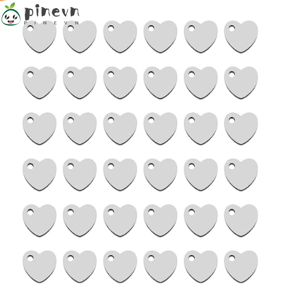 PINEVN Set 100 Thẻ Tròn Dập Mặt Vòng cổ 10X9Mm 2mm Bằng Thép Không Gỉ