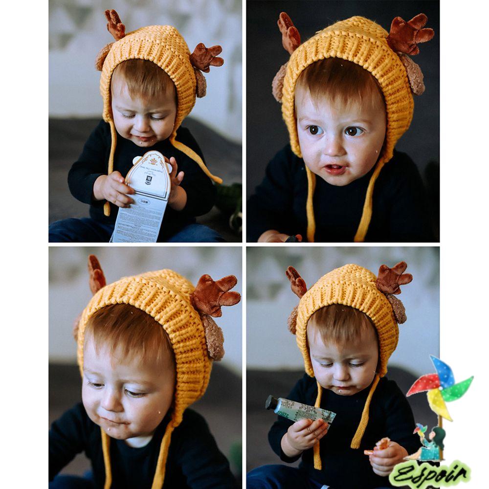 ESPO Mũ Beanie Sừng Tuần Lộc Mềm Mại Dày Dặn Giữ Ấm Mùa Đông