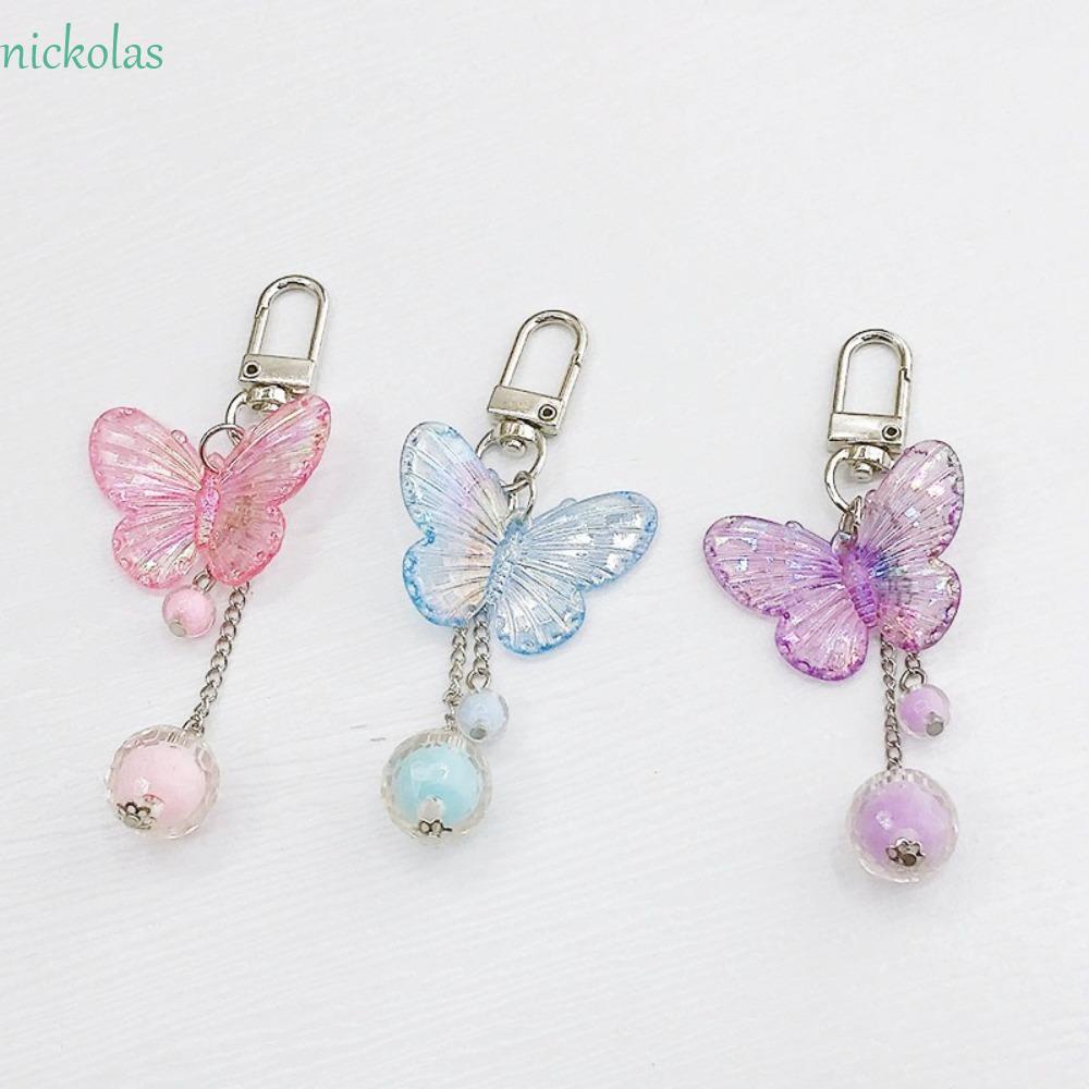 NICKOLAS Móc Khóa Hình Bướm Màu Laser Dễ Thương Phong Cách Hàn Quốc