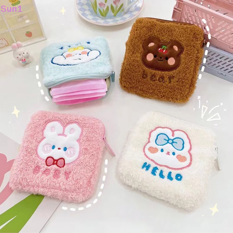 Sun1 &gt; Túi Đựng Khăn Giấy Vệ Sinh / Mỹ Phẩm Tampon Bằng Lông Nhung Hình Thỏ Hồng Nhỏ Nhắn Dành Cho Bạn Nữ Mang Đi Du Lịch