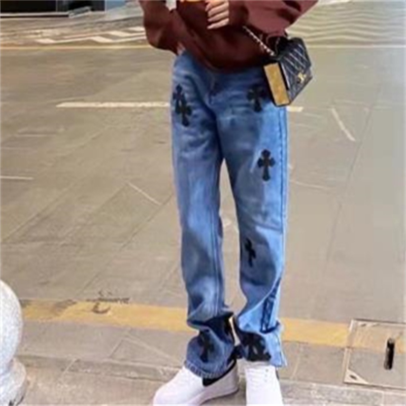 Quần Jean Dán Thời Trang Cổ Điển Bằng Da Chrome & earts Màu Đen Dễ Phối Đồ Cho Cặp Đôi