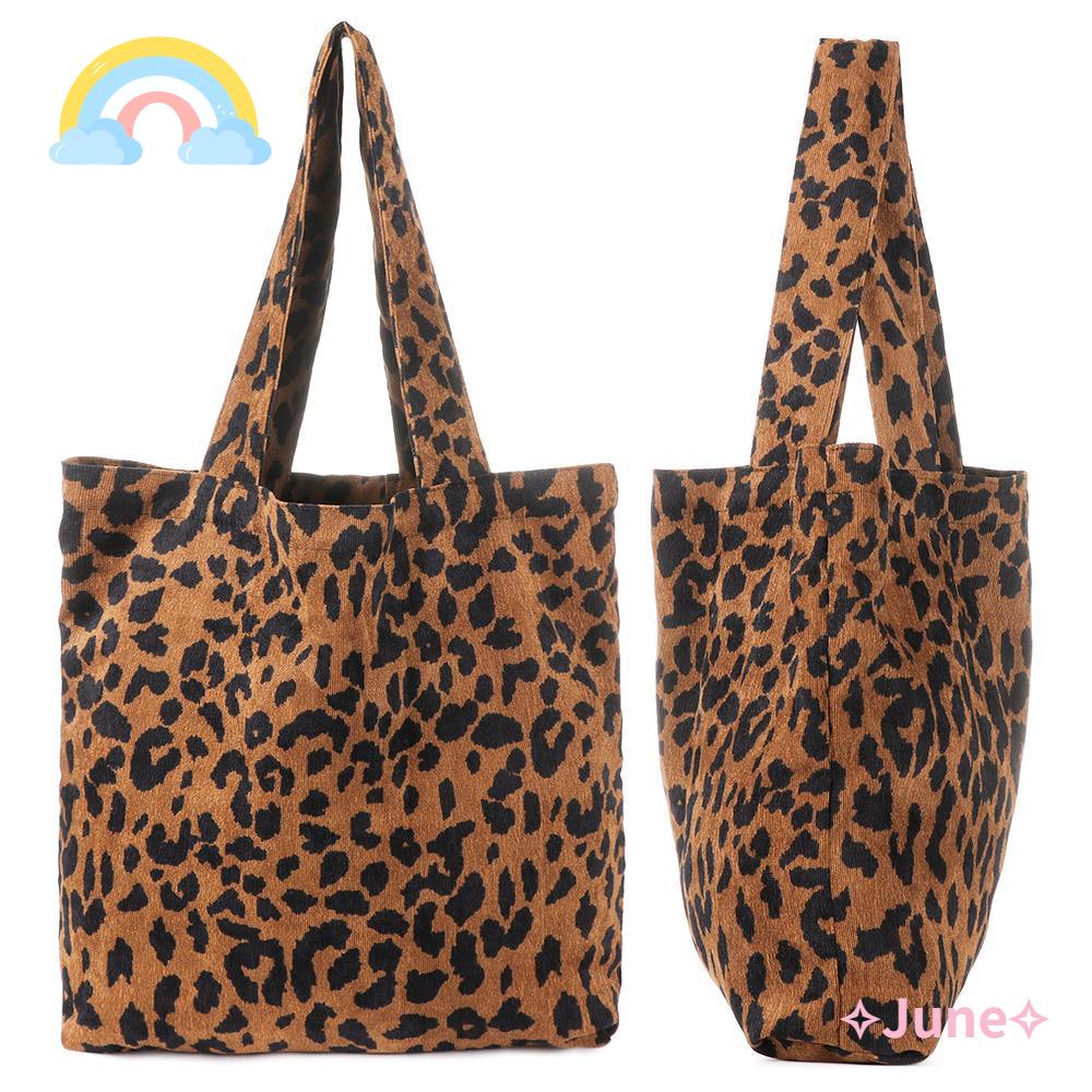 JUNE Túi Xách Vải Nhung Họa Tiết Da Báo
