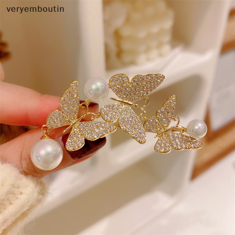 Ghim Cài Áo Hình Bướm Đính Ngọc Trai Nhân Tạo Thời Trang