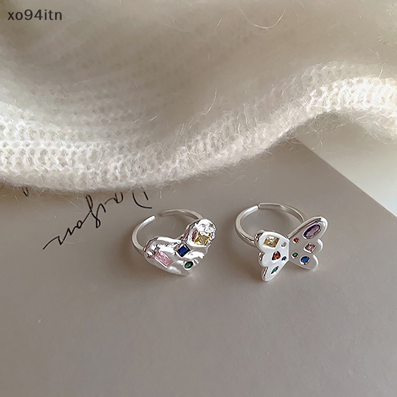 Nhẫn Hở Họa Tiết Bướm / Trái Tim Đính Đá Zircon Nhiều Màu Sắc Thời Trang Có Thể Điều Chỉnh