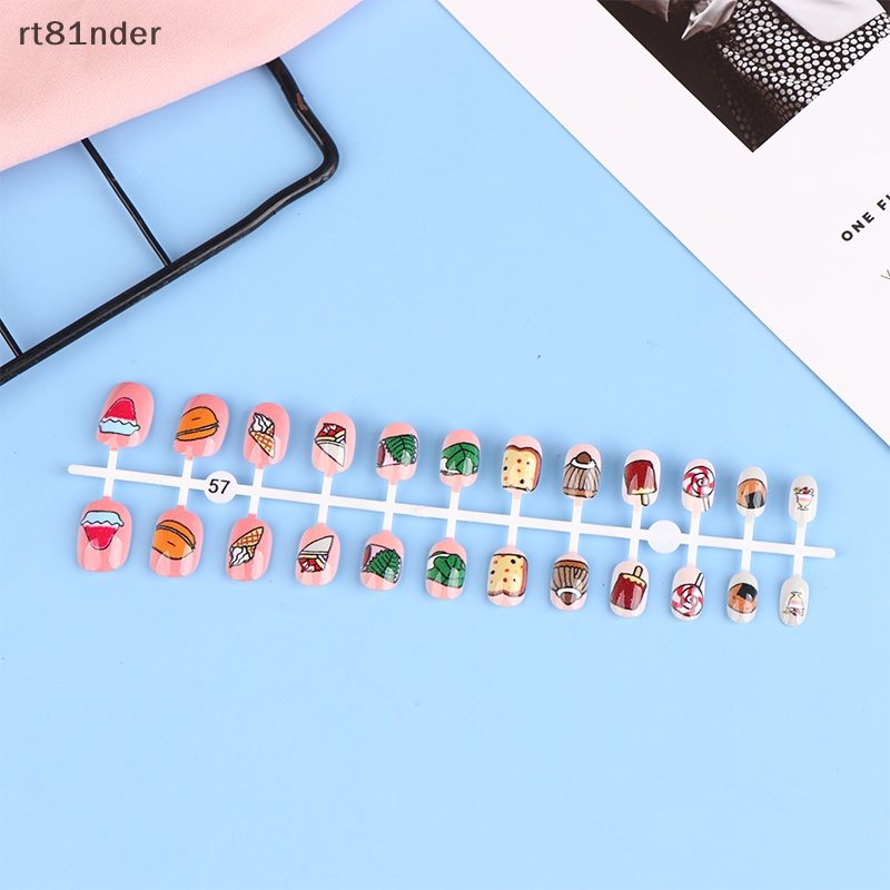 Rt Bộ Móng Tay Giả Họa Tiết Trái Cây Hoạt Hình Nhiều Màu Sắc Có Thể Tháo Rời Cho Bé Gái