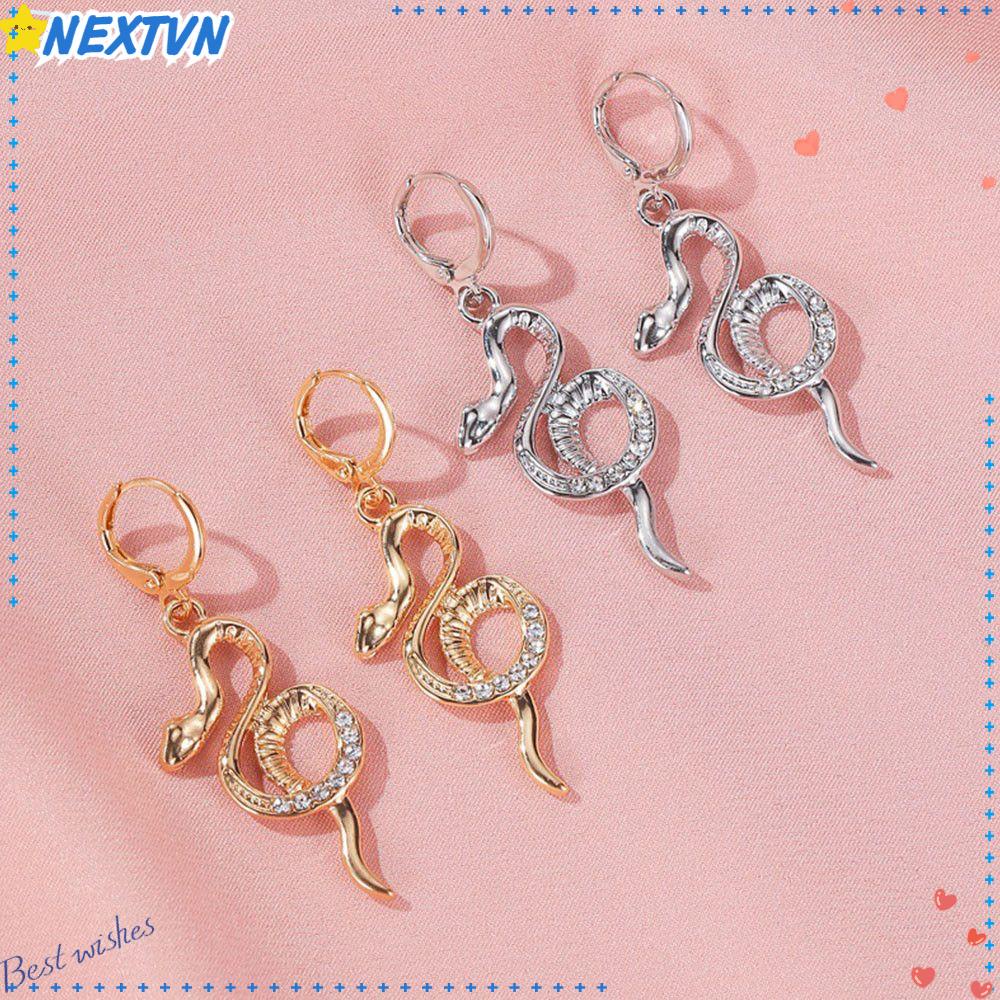 NEXTVN Hoa Tai Dáng Dài Hình Rắn Đính Đá Lấp Lánh Thời Trang