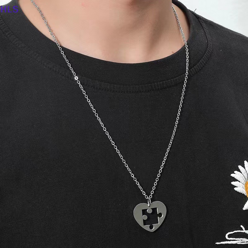 [HLS] Set 2 Vòng cổ Ghép Hình Trái Tim Phong Cách Punk Hiphop Dành Cho Cặp Đôi