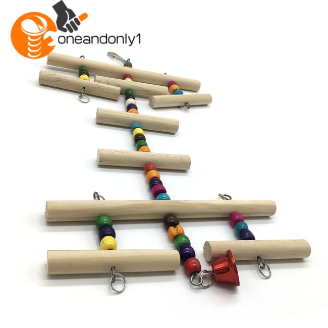 Đồ Chơi Hạt Gỗ Tròn Nhiều Màu Có Chuông Dành Cho Vẹt Cỡ Nhỏ / Vừa / Nhỏ