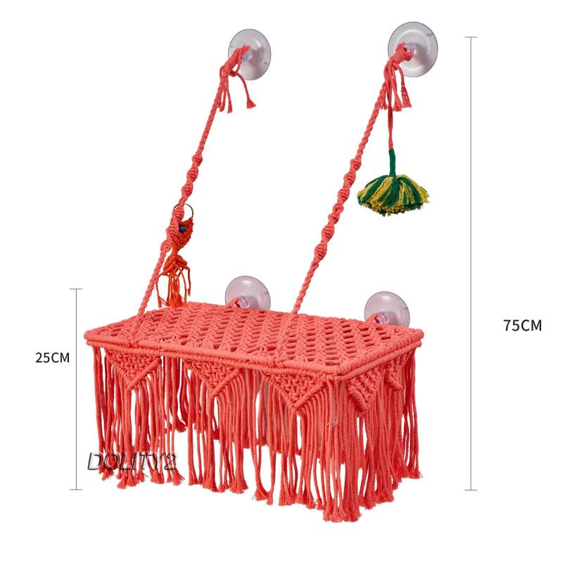 Võng Treo Cửa Sổ Màu Đỏ Phong Cách Bohemian Siêu Bền Giúp Tiết Kiệm Không Gian Cho Mèo Cưng