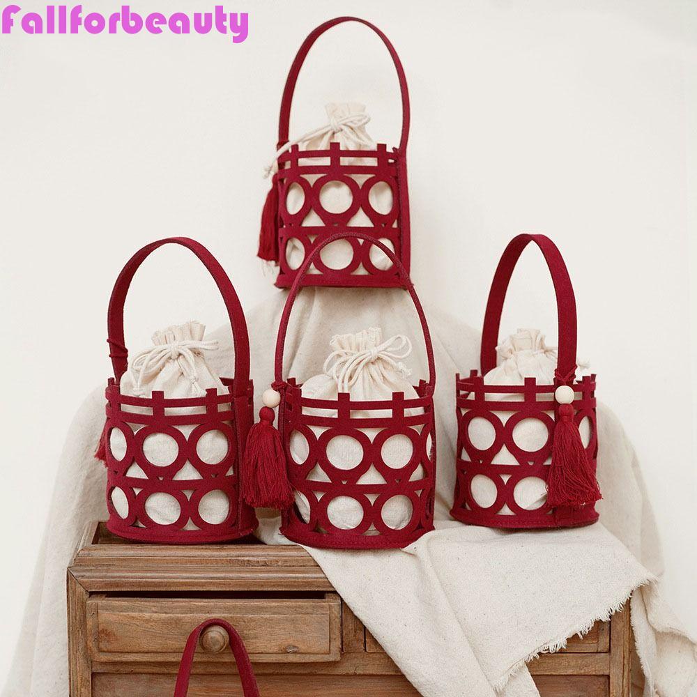 FALLFORBEAUTY Túi Đựng Kẹo Bằng Vải Nỉ Có Tay Cầm Sáng Tạo