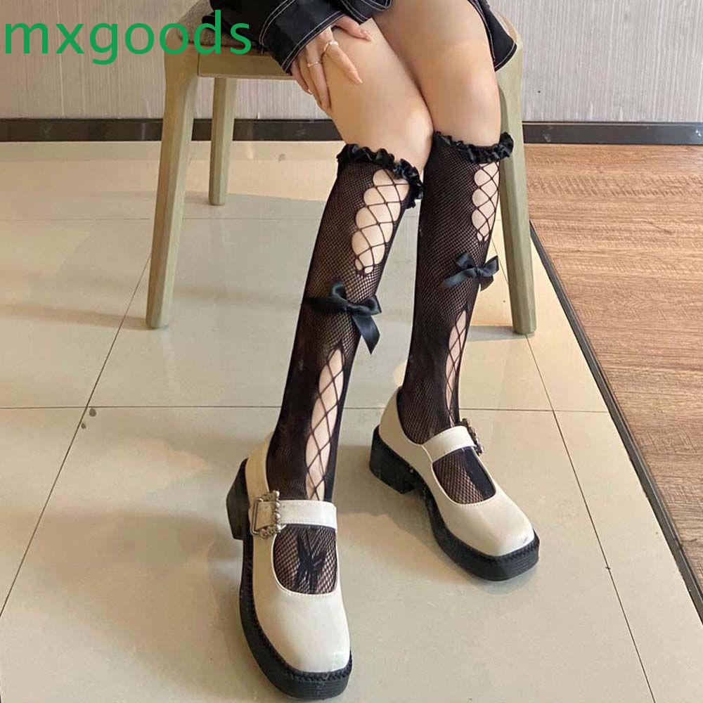 MXGOODS Vớ Lưới Đính Nơ Phong Cách Lolita Ngọt Ngào Cho Nữ