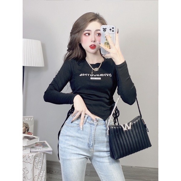 Áo Thun Tay Dài Thiết Kế Rút Dây Hai Bên Eo Cực Xinh TTSLT0040