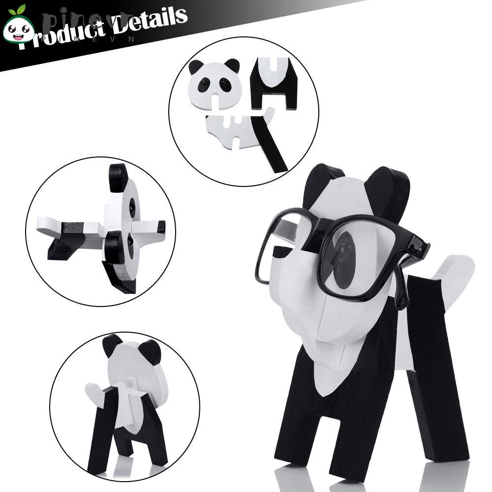 PINEVN Giá Đỡ Trưng Bày Mắt Kính Hình Gấu Trúc Bằng Gỗ Sáng Tạo