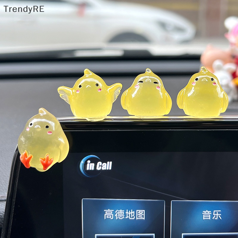 Set 2 Phụ Kiện Trang Trí Tiểu Cảnh Hình Gà Con 3D Bằng Nhựa Resin Màu Dạ Quang Dễ Thương DIY