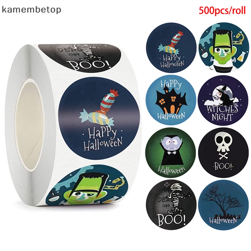 Bộ 500 Sticker Tròn In Hình Ma Cà Rồng Trang Trí Túi Kẹo Halloween