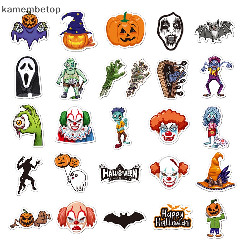 Bộ 50 Miếng Dán Graffiti Hình Bí Ngô Halloween Trang Trí Laptop / Guitar / Ván Trượt