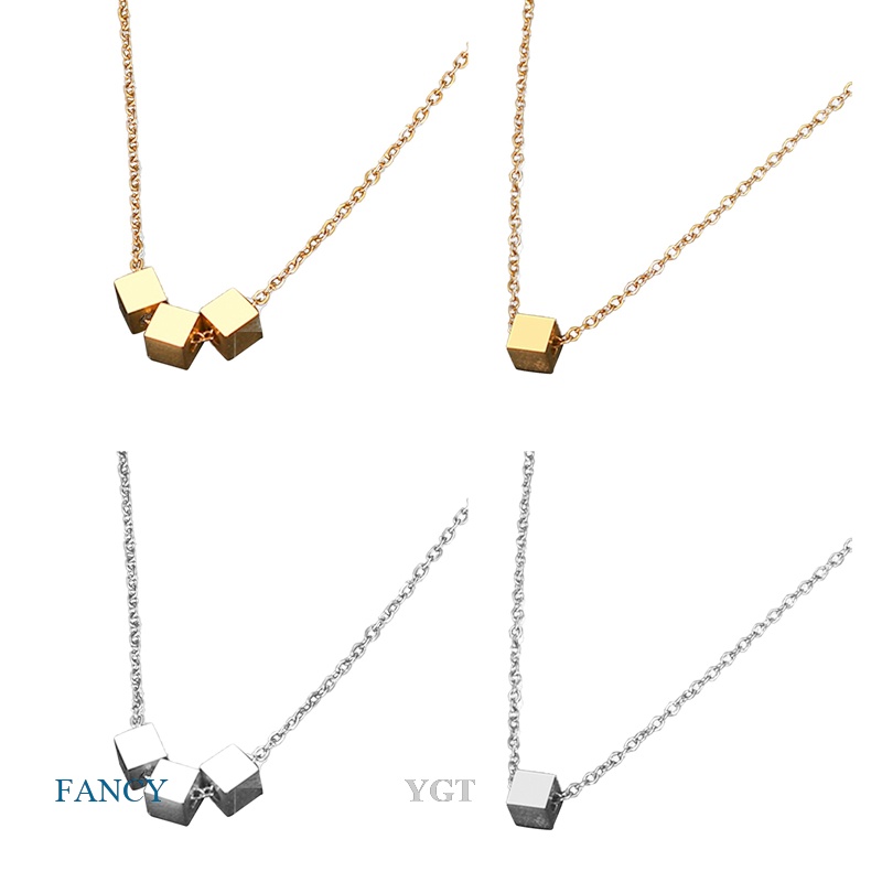 Ygt Vòng cổ Choker Mặt Khối Vuông Bằng Thép Không Gỉ Đơn Giản Thời Trang