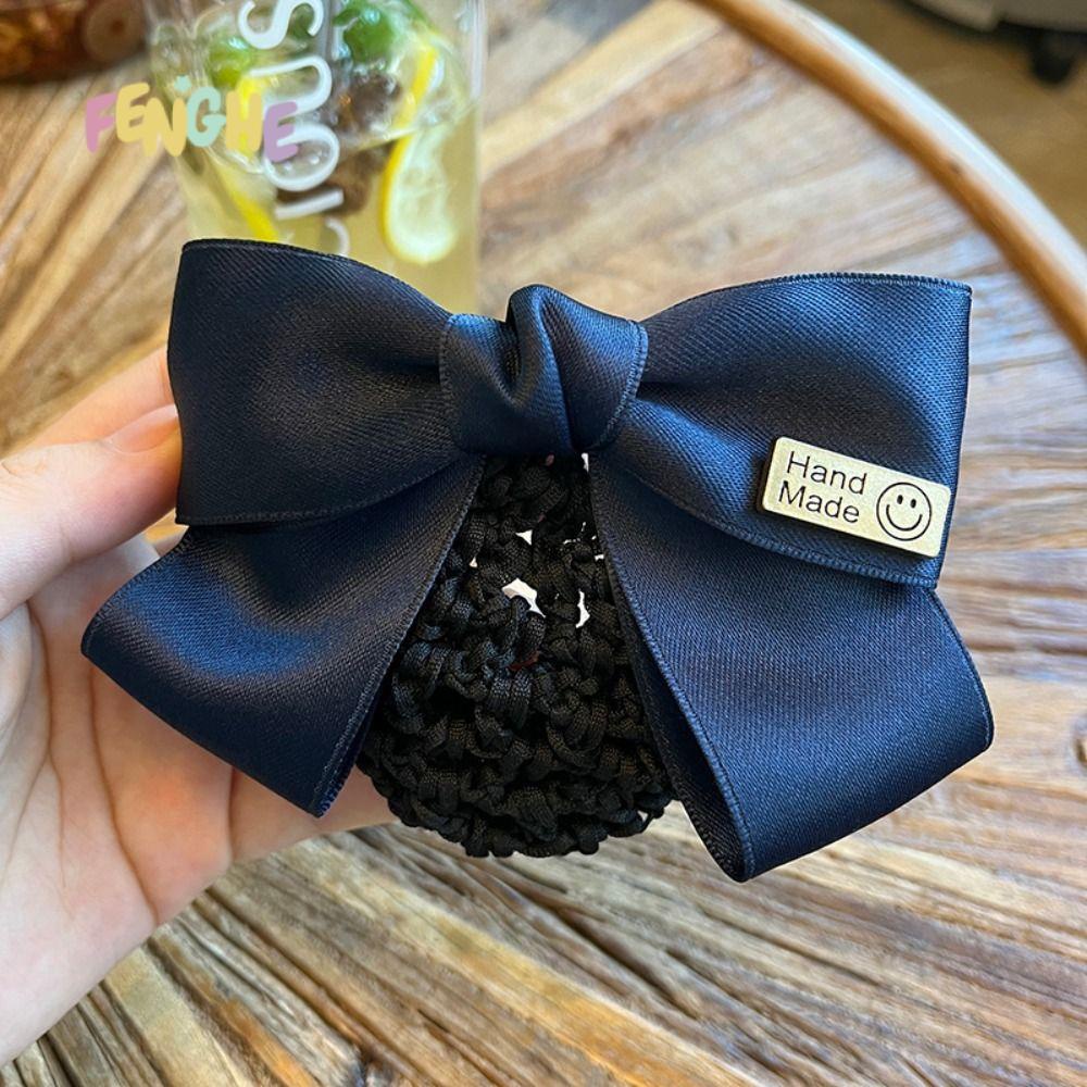 Nơ kẹp tóc tiểu thư kepk tóc nữ FENGHE Kẹp Tóc Hình Nơ Mặt Cười Phong Cách Hàn Quốc Cho Nữ