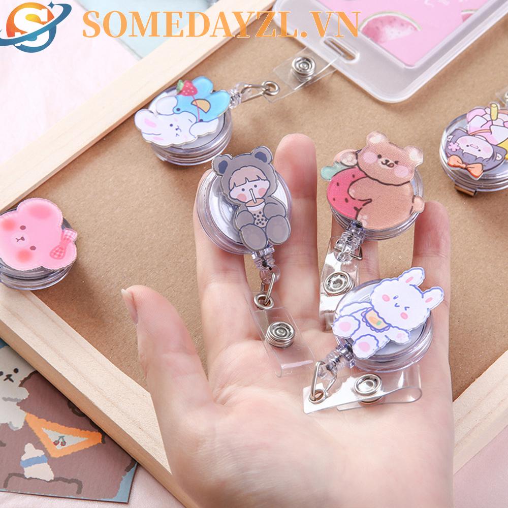 SOMEDAYZL 1 Kẹp Giữ Thẻ Xe Buýt Họa Tiết Hoạt Hình Có Thể Thu Gọn Tiện Dụng