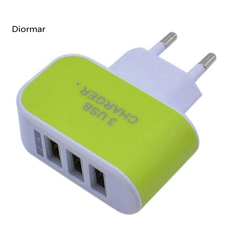 Cốc Sạc Ba Cổng USB 31A Kèm Đèn Báo Phích Cắm EU