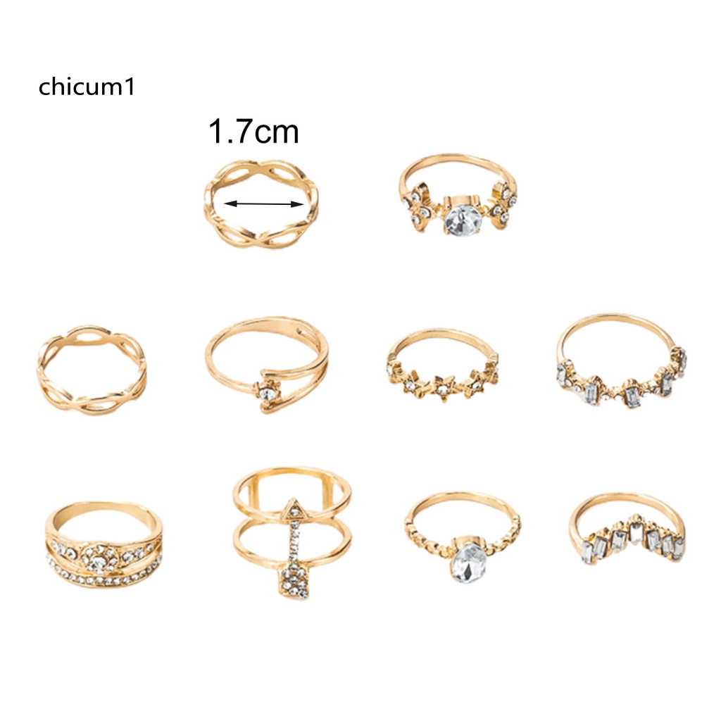 Set 10 Nhẫn Đính Đá Phong Cách Bohemian