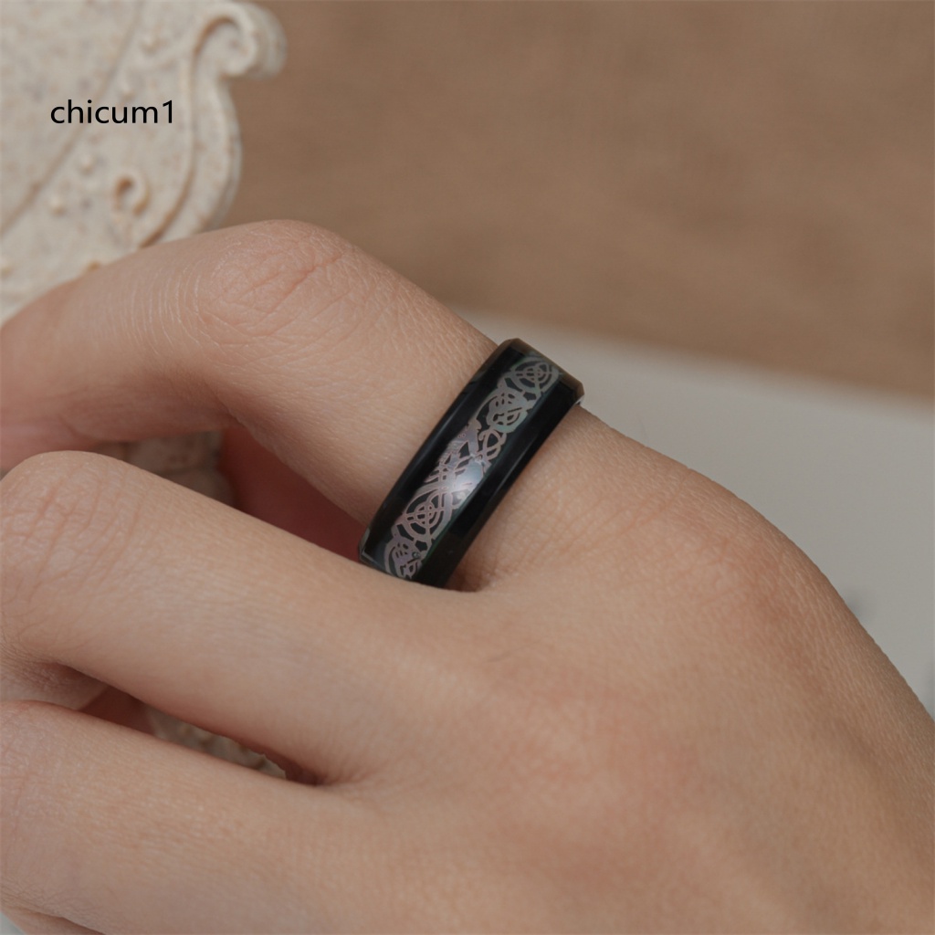 Nhẫn Mạ Thép Titan Nhẹ In Họa Tiết Nhiều Màu Sắc Chống Phai Màu Nhỏ Gọn Tinh Tế Thời Trang Cho Nam