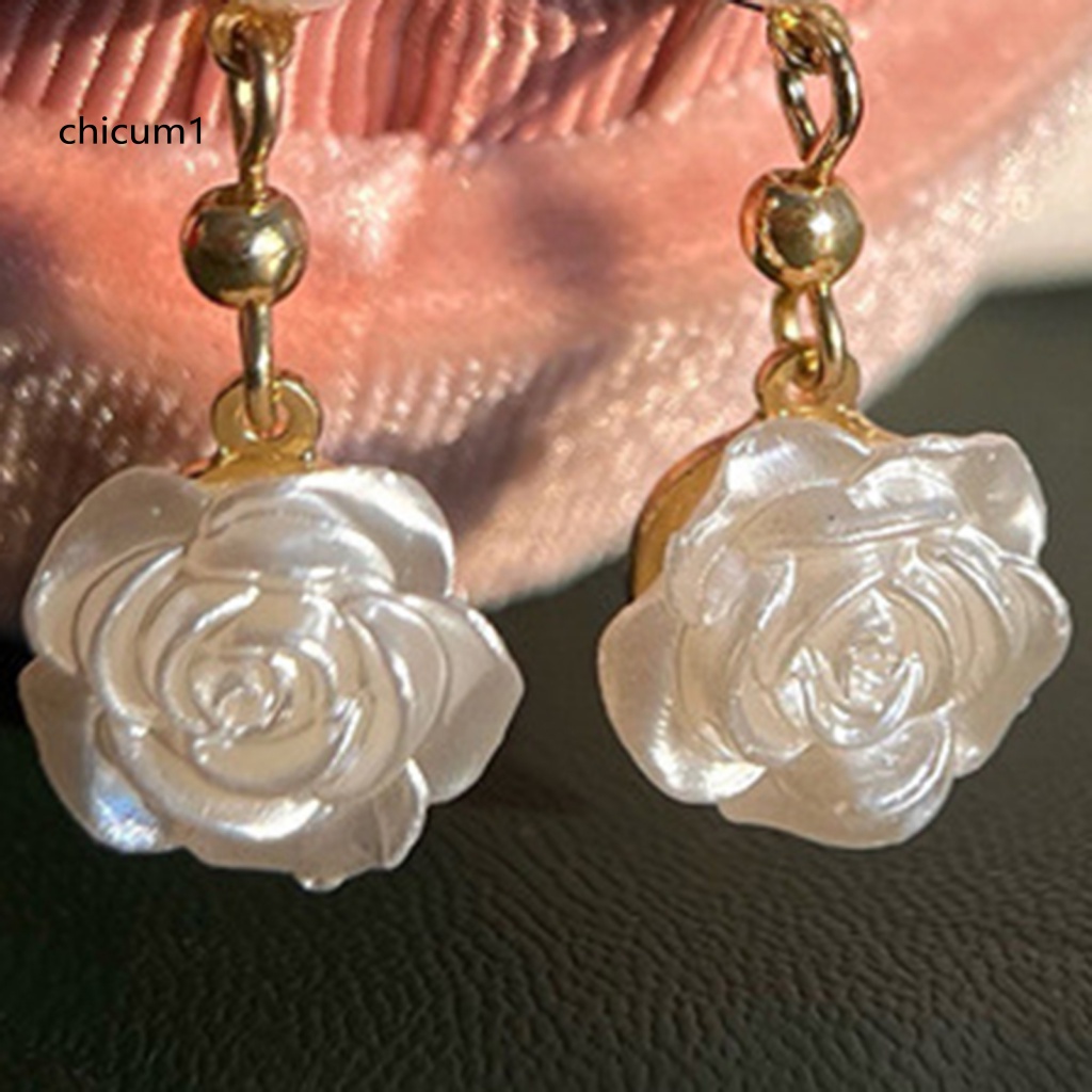 1 Cặp Bông Tai Hợp Kim Hình Hoa Trà Đính Ngọc Trai Giả Mini Thanh Lịch Dễ Phối Đồ Cho Nữ