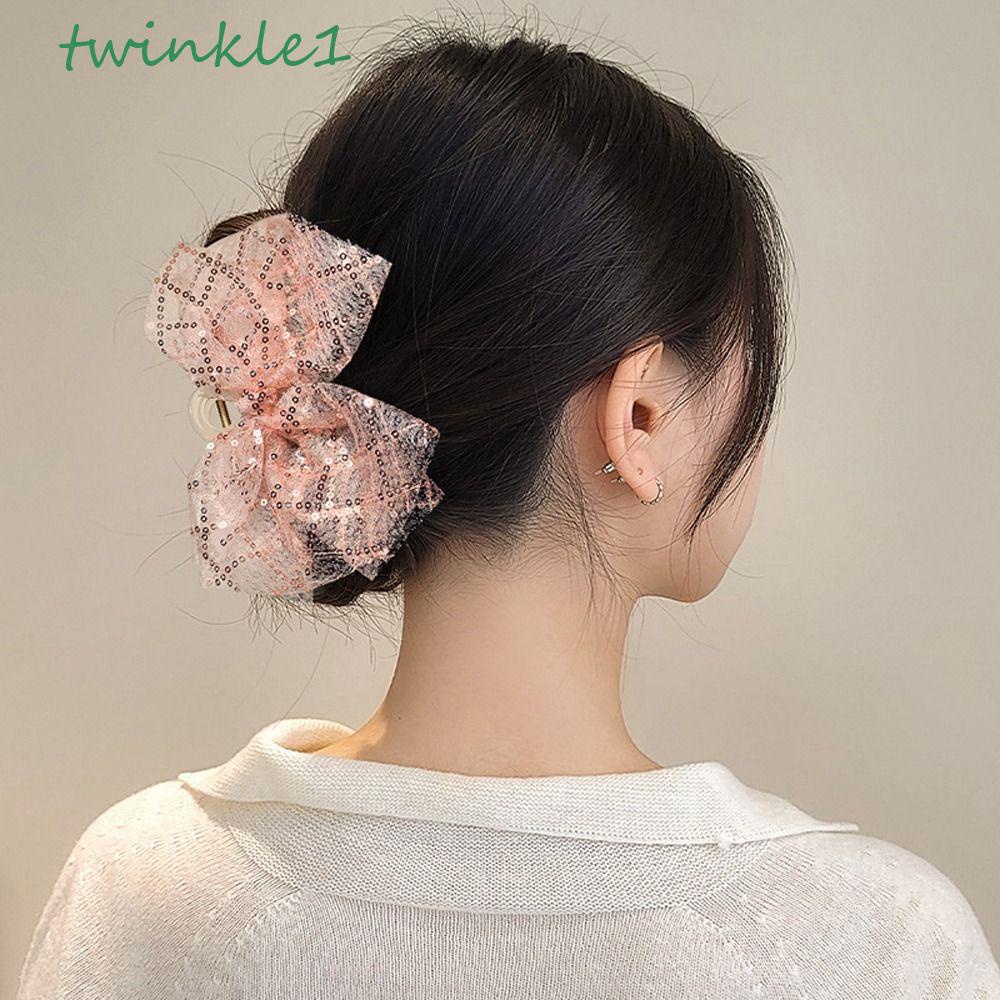 TWINKLE Kẹp Tóc Càng Cua Lớn Bằng Acrylic Đính Kim Sa Lấp Lánh Thời Trang Hàn Quốc