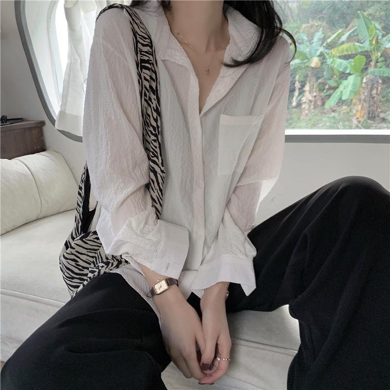Áo Sơ Mi Nữ Dài Tay Dáng Rộng Phong Cách Hàn Quốc